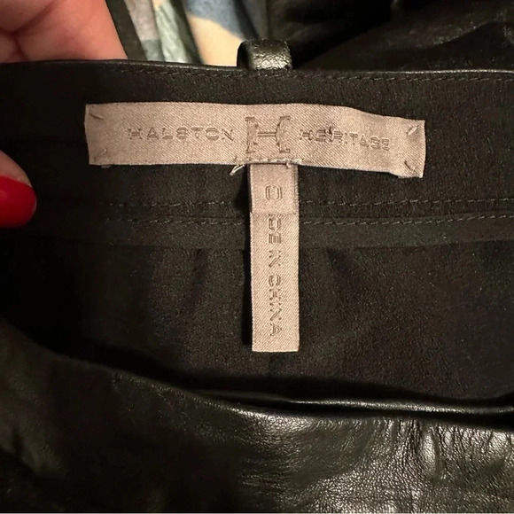 Halston Heritage Lambs Leather-Trim Pants - Picture 4 of 7